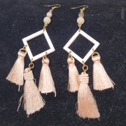 Pink Diamond Tassel Earrings