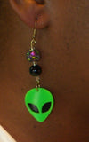 Green Alien Earrings