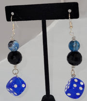 Blue dice earrings